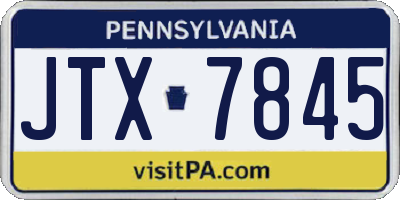 PA license plate JTX7845