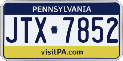 PA license plate JTX7852