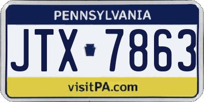 PA license plate JTX7863