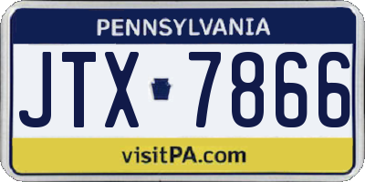 PA license plate JTX7866