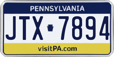 PA license plate JTX7894