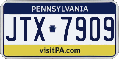 PA license plate JTX7909