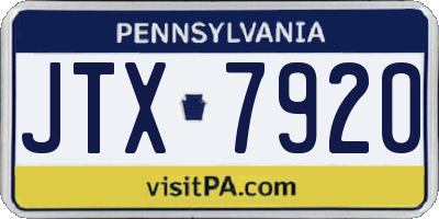 PA license plate JTX7920