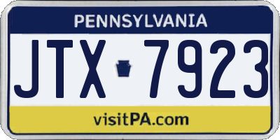 PA license plate JTX7923
