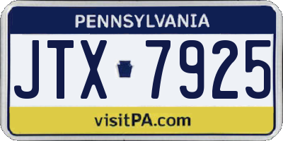 PA license plate JTX7925
