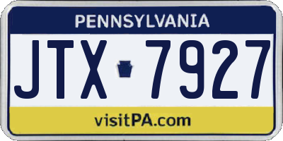 PA license plate JTX7927