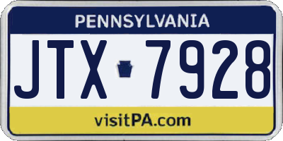 PA license plate JTX7928