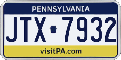 PA license plate JTX7932