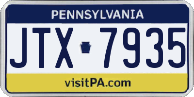 PA license plate JTX7935