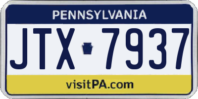 PA license plate JTX7937