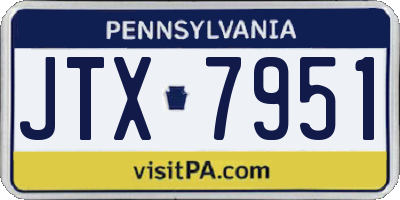PA license plate JTX7951