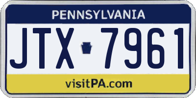 PA license plate JTX7961