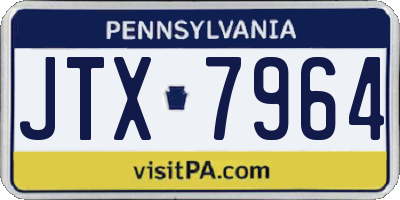 PA license plate JTX7964