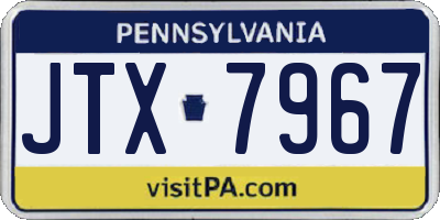 PA license plate JTX7967