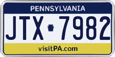 PA license plate JTX7982