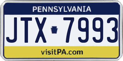 PA license plate JTX7993