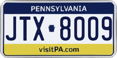 PA license plate JTX8009