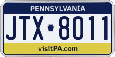 PA license plate JTX8011