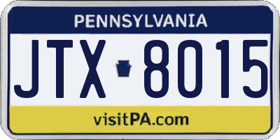 PA license plate JTX8015