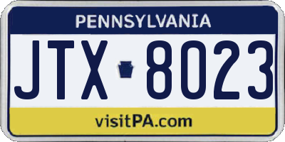 PA license plate JTX8023