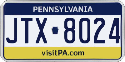 PA license plate JTX8024
