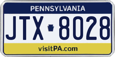 PA license plate JTX8028