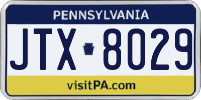 PA license plate JTX8029