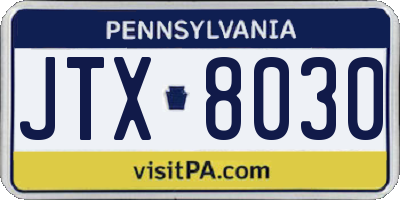 PA license plate JTX8030