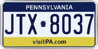 PA license plate JTX8037