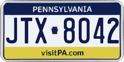 PA license plate JTX8042