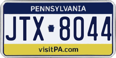 PA license plate JTX8044