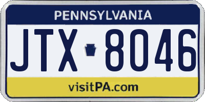 PA license plate JTX8046