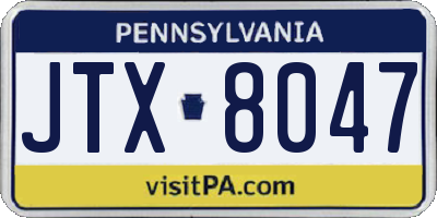 PA license plate JTX8047