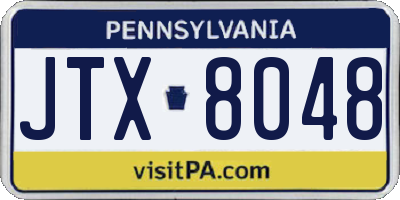PA license plate JTX8048