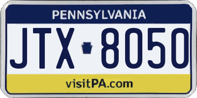 PA license plate JTX8050
