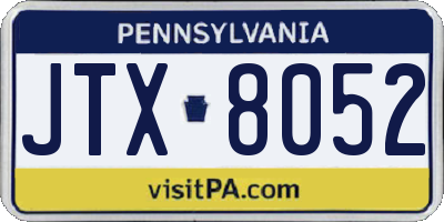 PA license plate JTX8052