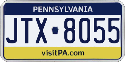 PA license plate JTX8055