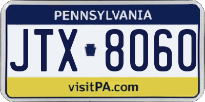 PA license plate JTX8060