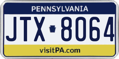 PA license plate JTX8064