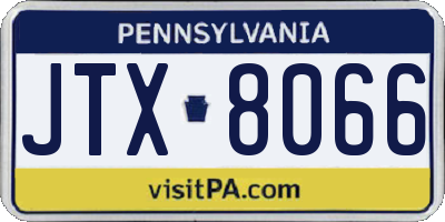PA license plate JTX8066