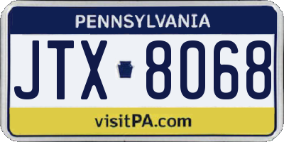 PA license plate JTX8068