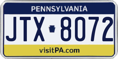 PA license plate JTX8072