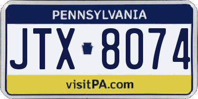 PA license plate JTX8074