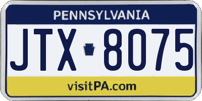 PA license plate JTX8075