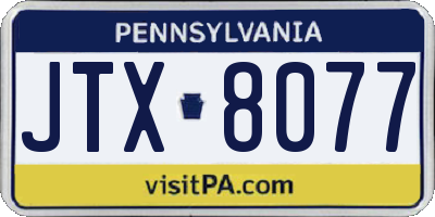 PA license plate JTX8077