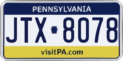 PA license plate JTX8078