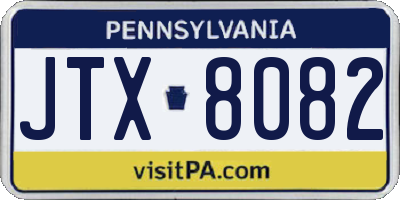 PA license plate JTX8082