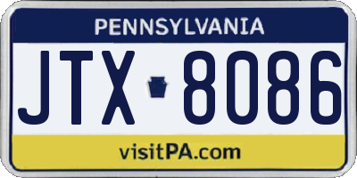 PA license plate JTX8086