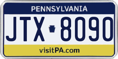 PA license plate JTX8090