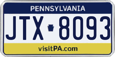 PA license plate JTX8093